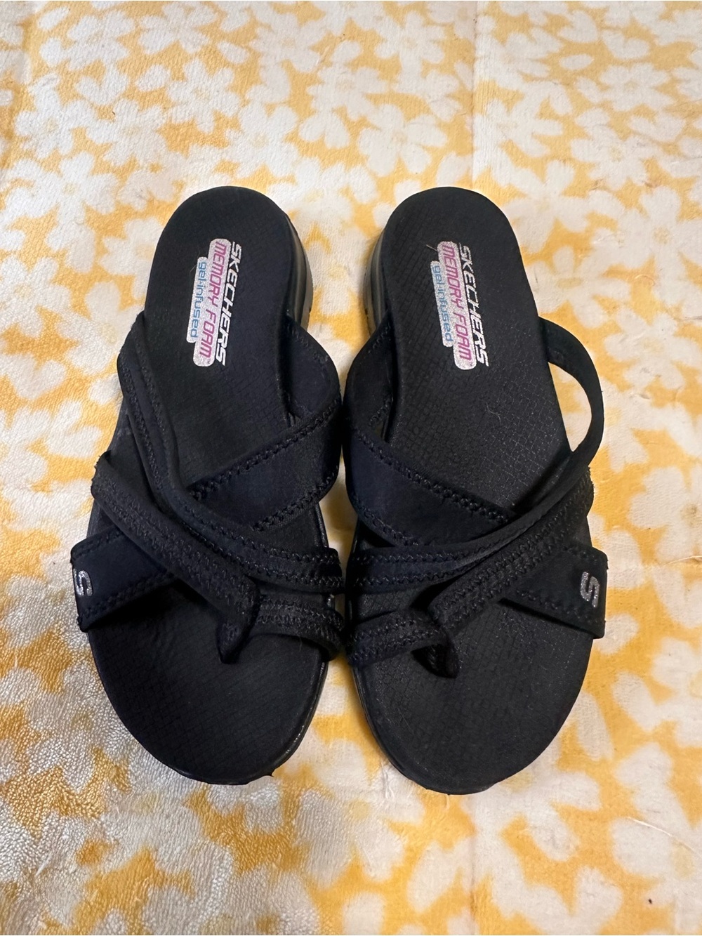 Skechers Youth Black Slip-On Memory Foam Sandals